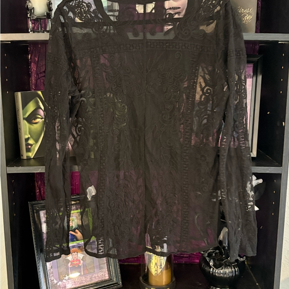 Black Sheer Button Down Shirt - image 2